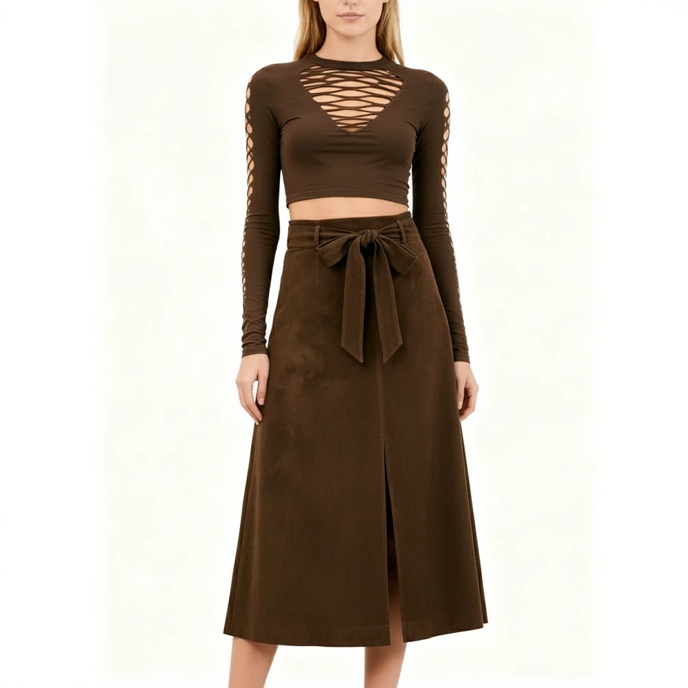 

Regular Fit Mid-Length A-Line Skirt Casual Style No Decoration Standard Waistline Autumn Fashion Women's Skirt