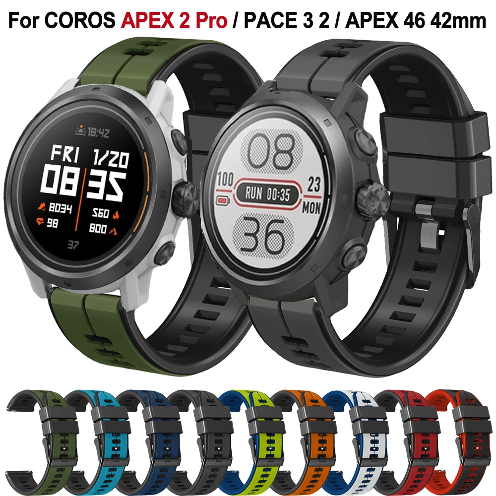 Correa de reloj de silicona de dos tonos, 22/20MM, para COROS APEX 2 Pro/APEX Pro, pulsera para Coros PACE 3 2/APEX 46 42MM