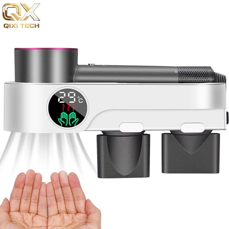 No Drill Hair Dryer Storage Bracket Fit For Hair Dryer & Phone Holder Wall Mount Rack