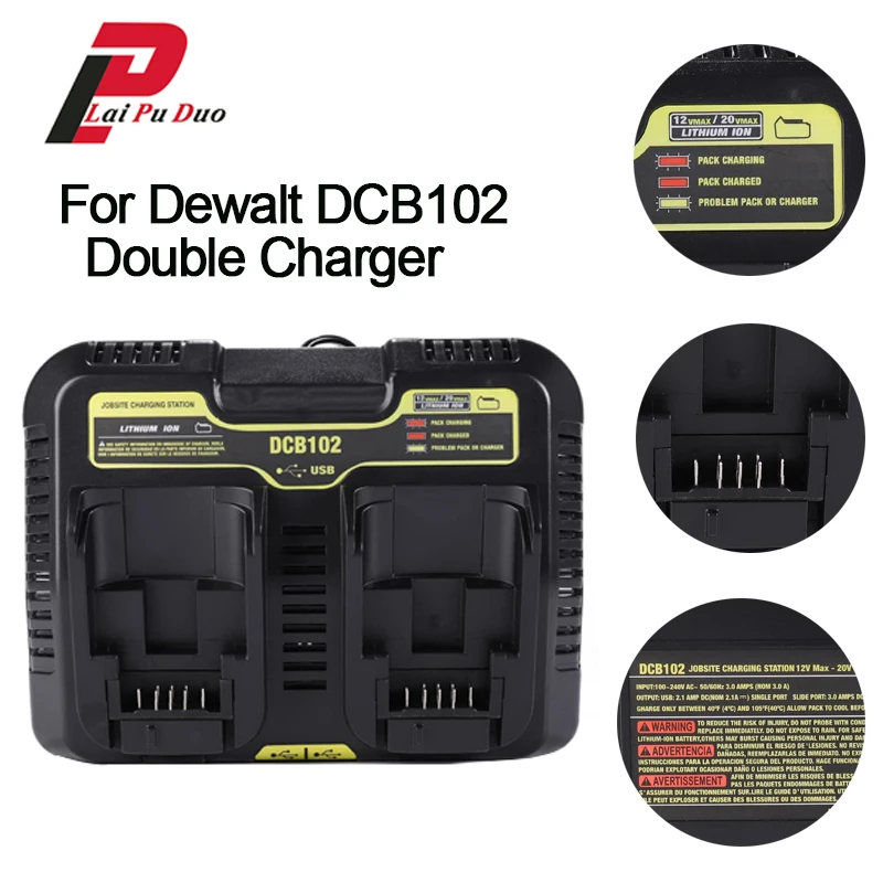 

DCB102 DCB200 Battery Charger for Dewalt Battery 10.8V 12V 14.4V 18V 20V DCB101 DCB115 DCB107 DCB105 DCB140 DCB118 DCB112