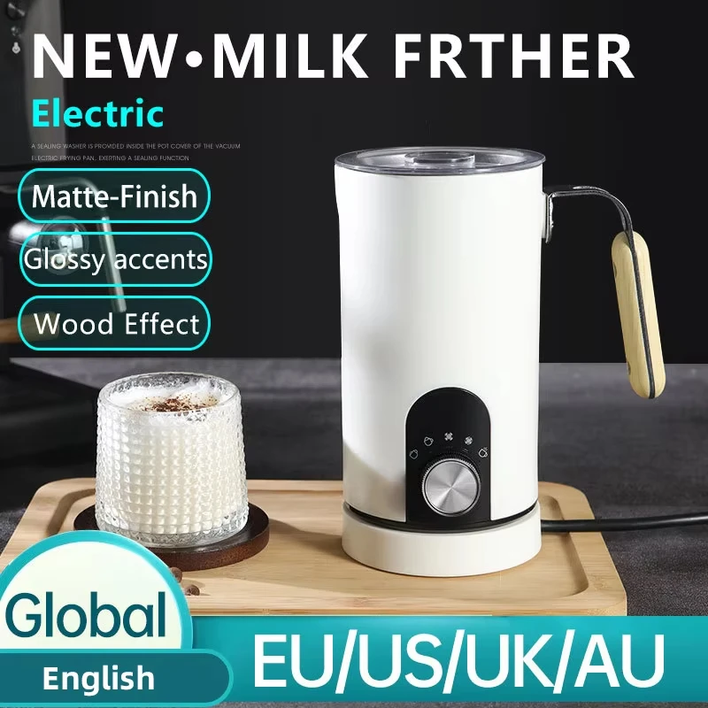 5 in 1電動ミルクフォーマー、コーヒー用自動ミキサー、ミルクフォーマーマシン、ステンレス製ミルク加熱スチーマー、フォーマー、110V/220V対応