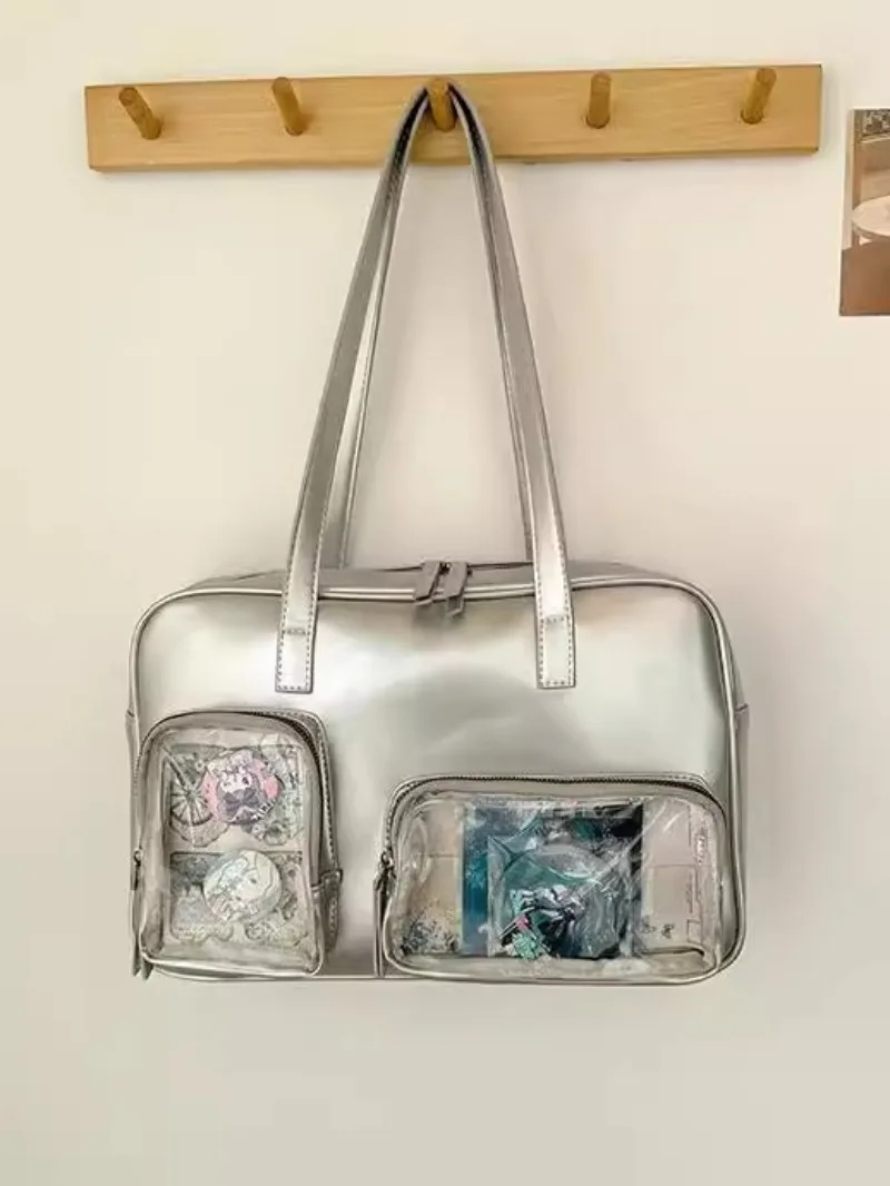 Novo transparente ita bolsos mujer grande capacidade bolsa de mão bolsos duplos sac femme axilas sacos ombro alta capacidade bolso