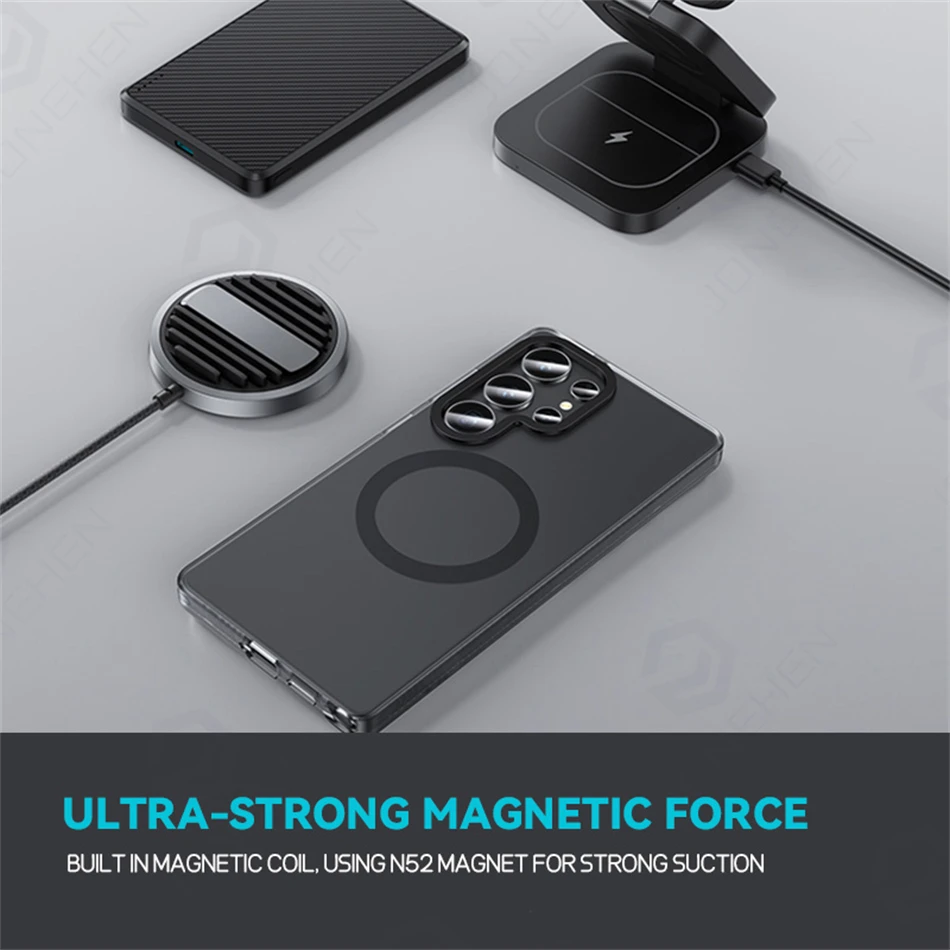 حافظة لهاتف Magsafe شفافة مضادة للصدمات لهاتف سامسونج جالاكسي S25 Ultra 25 Plus 5G Stong مغناطيسية غير لامعة غطاء حماية شفاف من البولي كربونات