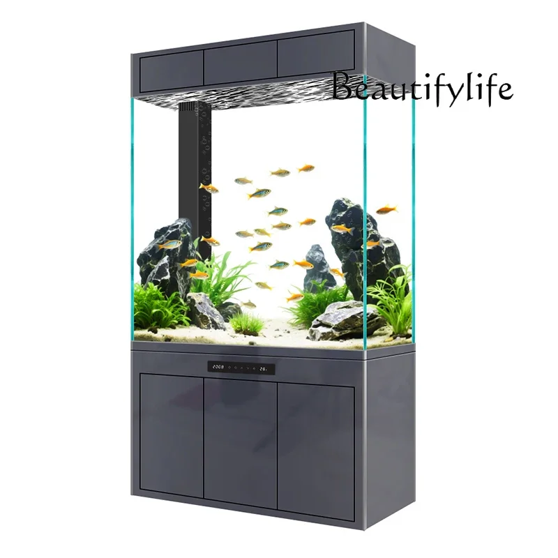 

entrance ecological water-free bottom filter large aquarium Fish tank partition screen living room floor-to-ceiling