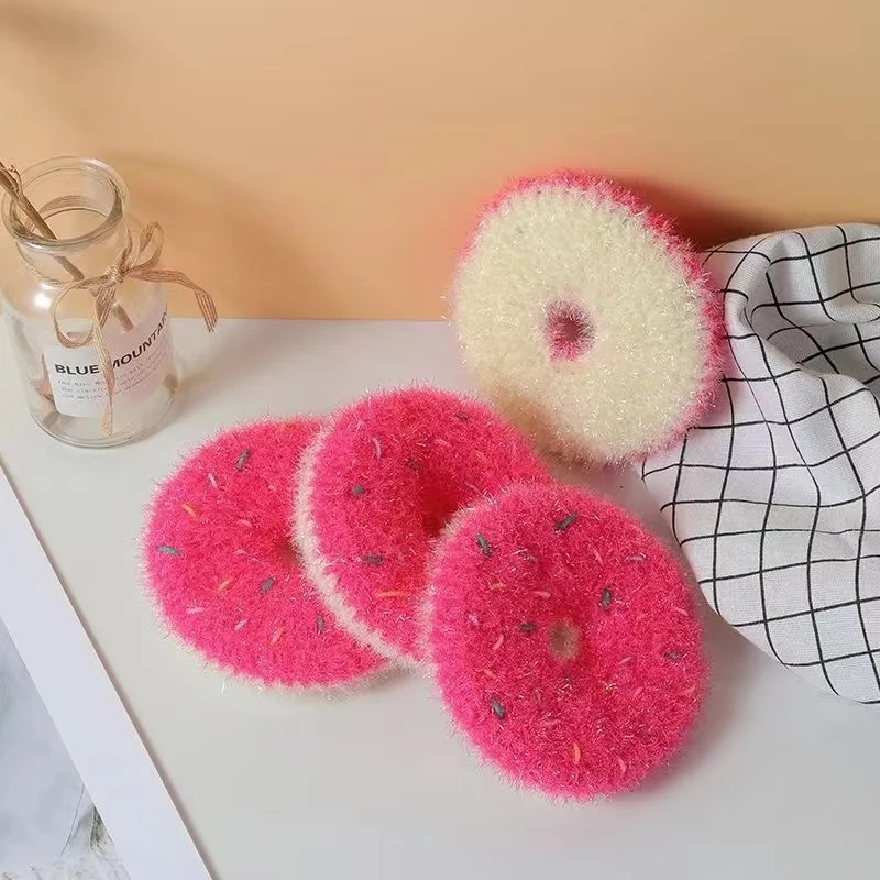 Donut Shape Dish Scrubber Sponge Cute Kawaii Home Kitchen Tools Non-scratch Bowl Pan Tableware Cleaning Cloth Brush Depurador