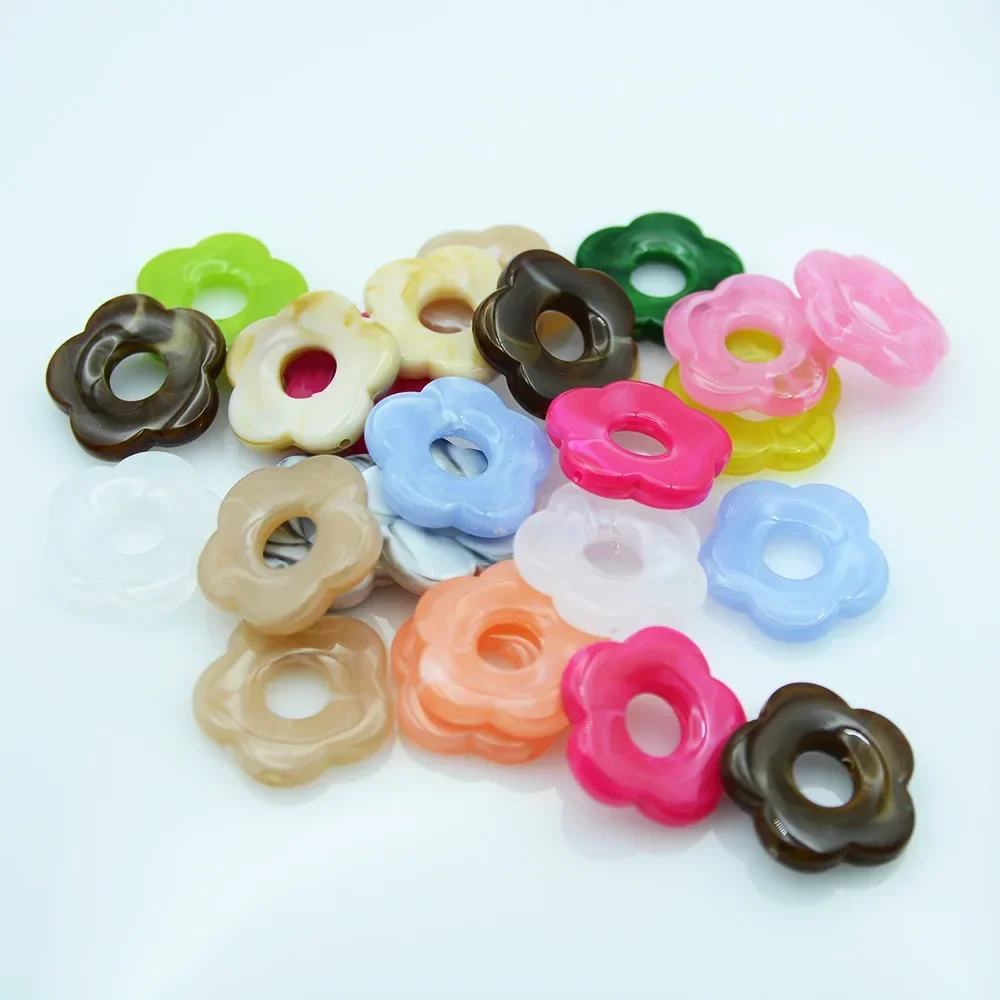 10 Pieces  26mm Jelly Colored Half Hole Acrylic Flower Beads  DIY Charm Manufacturing Jewelry Earwear Accessories Materials