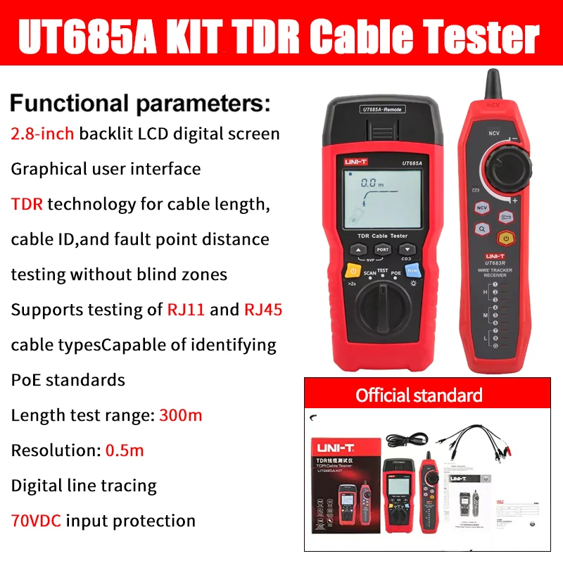 UNI-T Elektrische Kabeltester UT685Akit UT683kit Netwerklijnzoeker Draadzoeker UT685B Kit TDR Kabeltester UT25CL Kabelzoeker