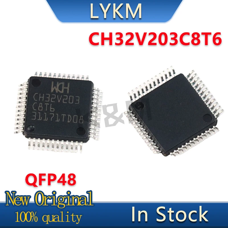 5-10/PCS New Original CH32V203C8T6 CH32V203 C8T6 LQFP48 Single chip microcomputer In Stock