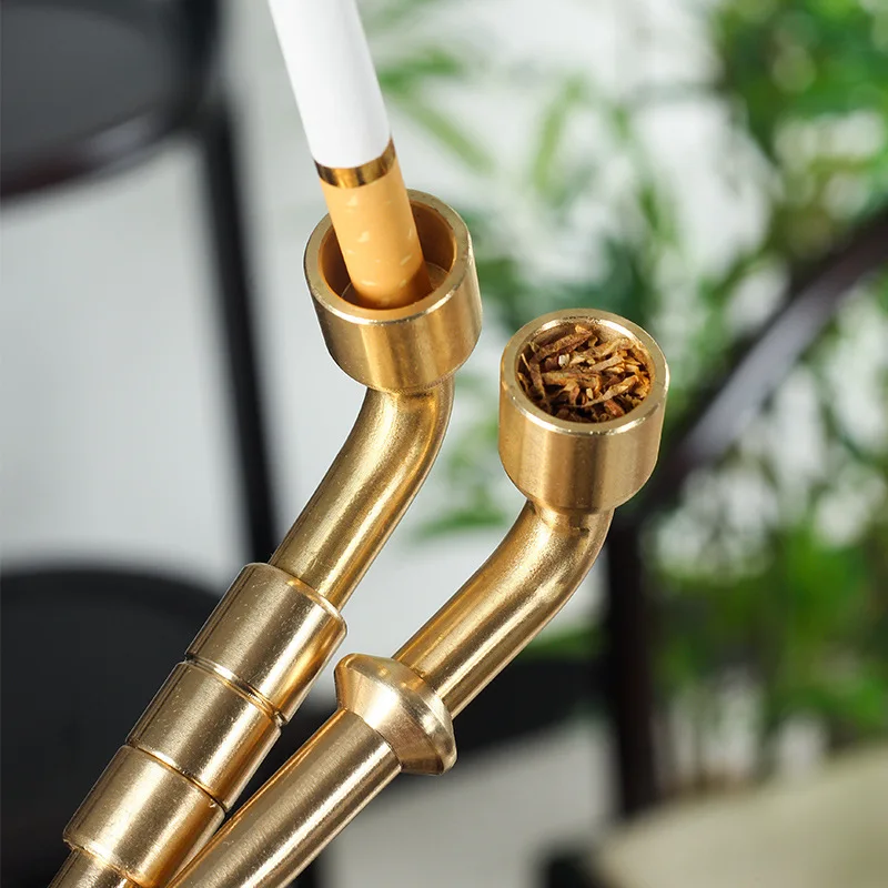 أنبوب تبغ نحاسي مع فلتر معدني أنبوب تدخين كلاسيكي هدية للرجال
