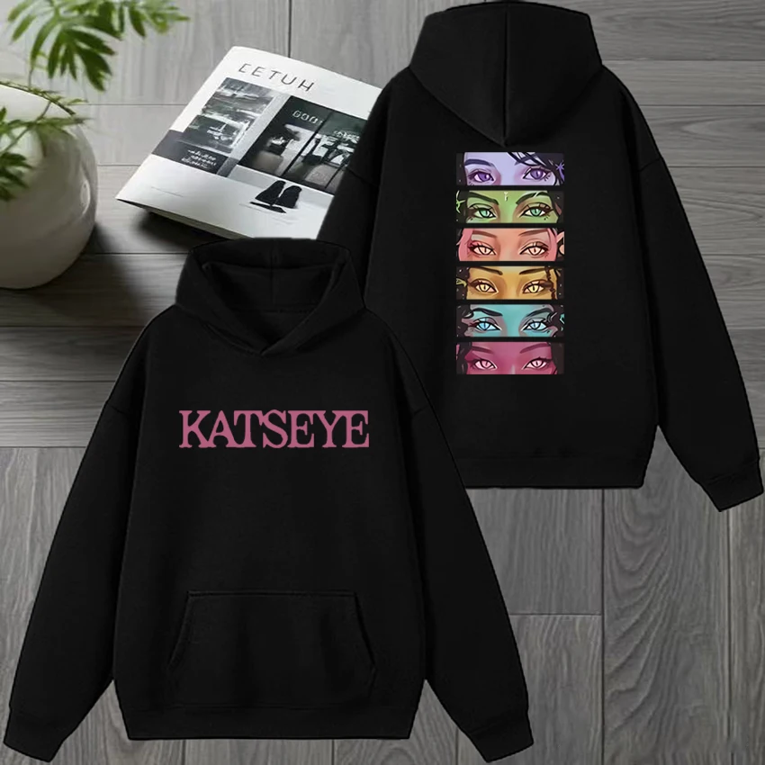 

2025 New Korean Group KATSEYE Manga Style Double Sided printed Hoodie Unisex fashion Y2k Sweatshirt Men women Fleece pullovers