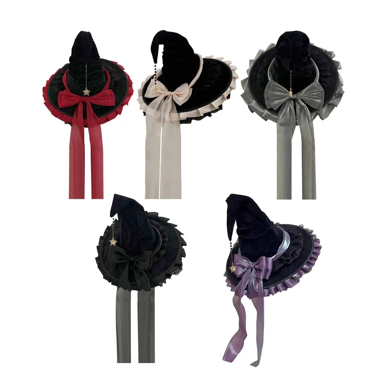 

Halloween Witch Hat for Women Fancy Dress up Head Ornament Witch Outfit Accessories Pointy Witches Cap for Photo Props Cosplay