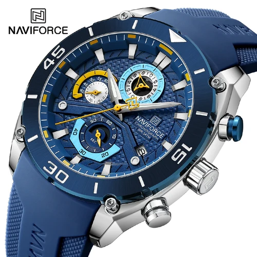 Imagen 1 del producto NAVIFORCE, reloj cronógrafo creativo con correa de silicona suave para hombre, reloj informal salvaje resistente al agua para hombre, reloj de pulsera deportivo de cuarzo para hombre