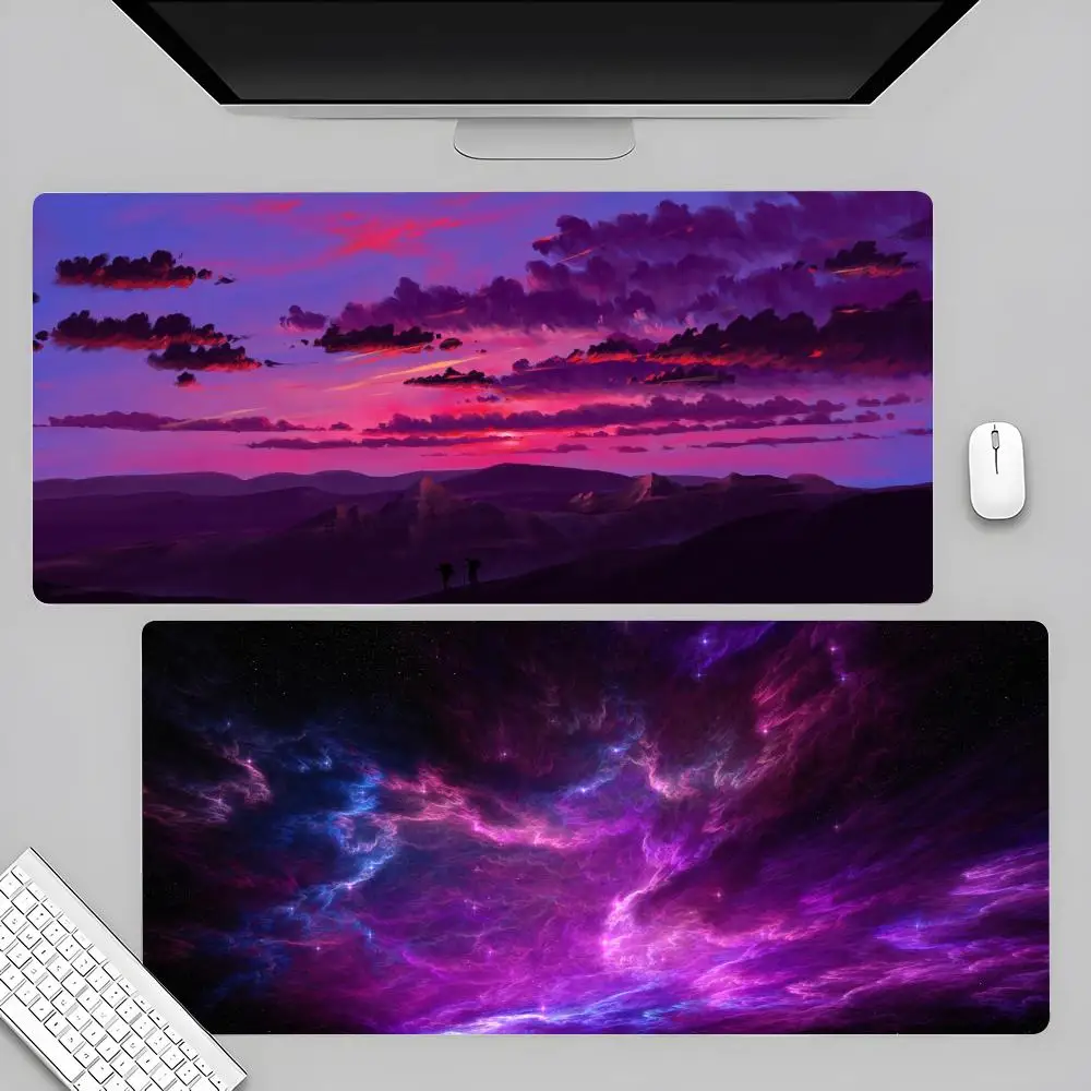 

Коврик для мыши Purple Cloud Art 80x40 см XL Lockedge, коврик для офисного компьютерного стола, настольная клавиатура, большой коврик для мыши для мальчика