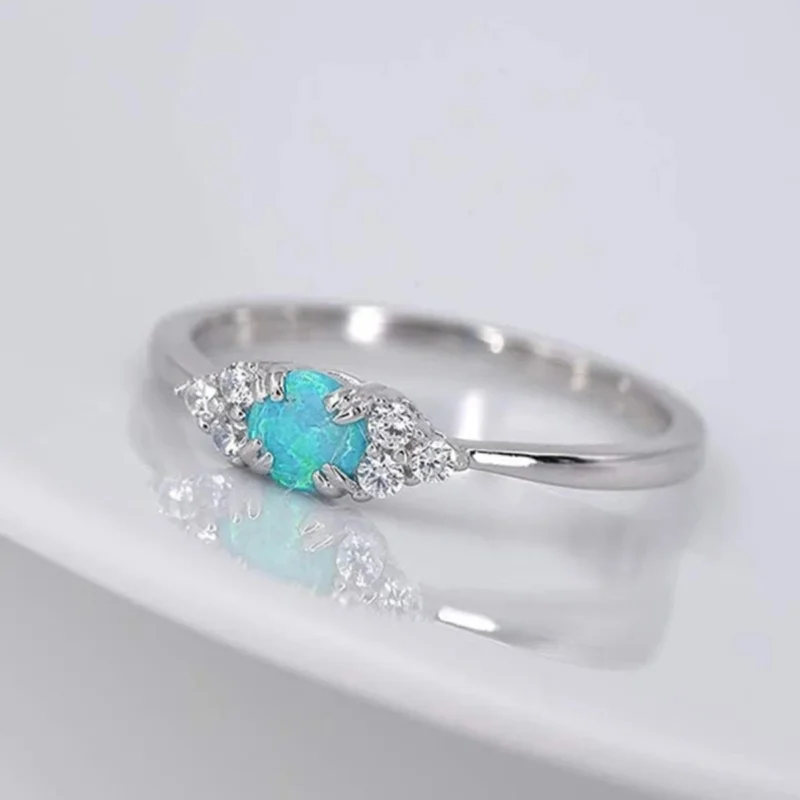 Huitan креативные привлекательные кольца с синим имитацией опала, нежные очаровательные аксессуары для вечеринок, женские шикарные обручальные украшения