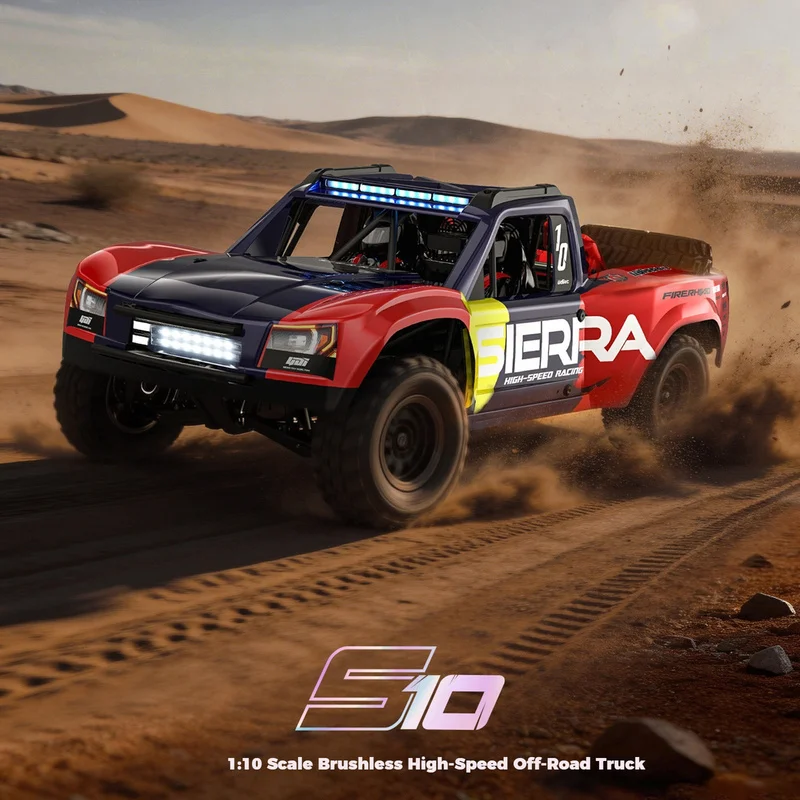 Camioneta RC S10 Escala 1:10, sin escobillas, 4x4, alta velocidad, todoterreno, para carreras en desierto, RTR con luces LED para adultos.