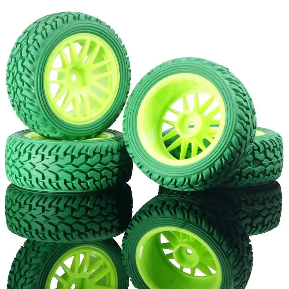 

RC 9062G-8019 Green Rally Tires & Wheel Rims 4P For HSP 1:10 On-Road Rally Car