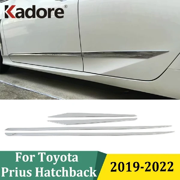

Для Toyota Prius Hatchback 2019 2020 2021 2022: Хромированные накладки на боковые двери, молдинги, внешние аксессуары для автомобиля