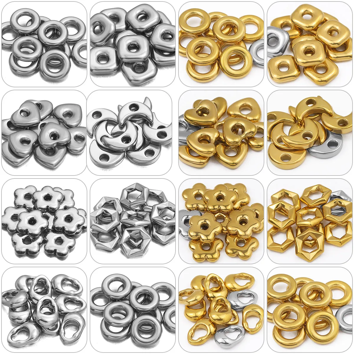 

10pcs Stainless Steel Big Hole Heart Charms Star Pendants for DIY Women Hoop Earrings Making Necklace Bracelets Supplies