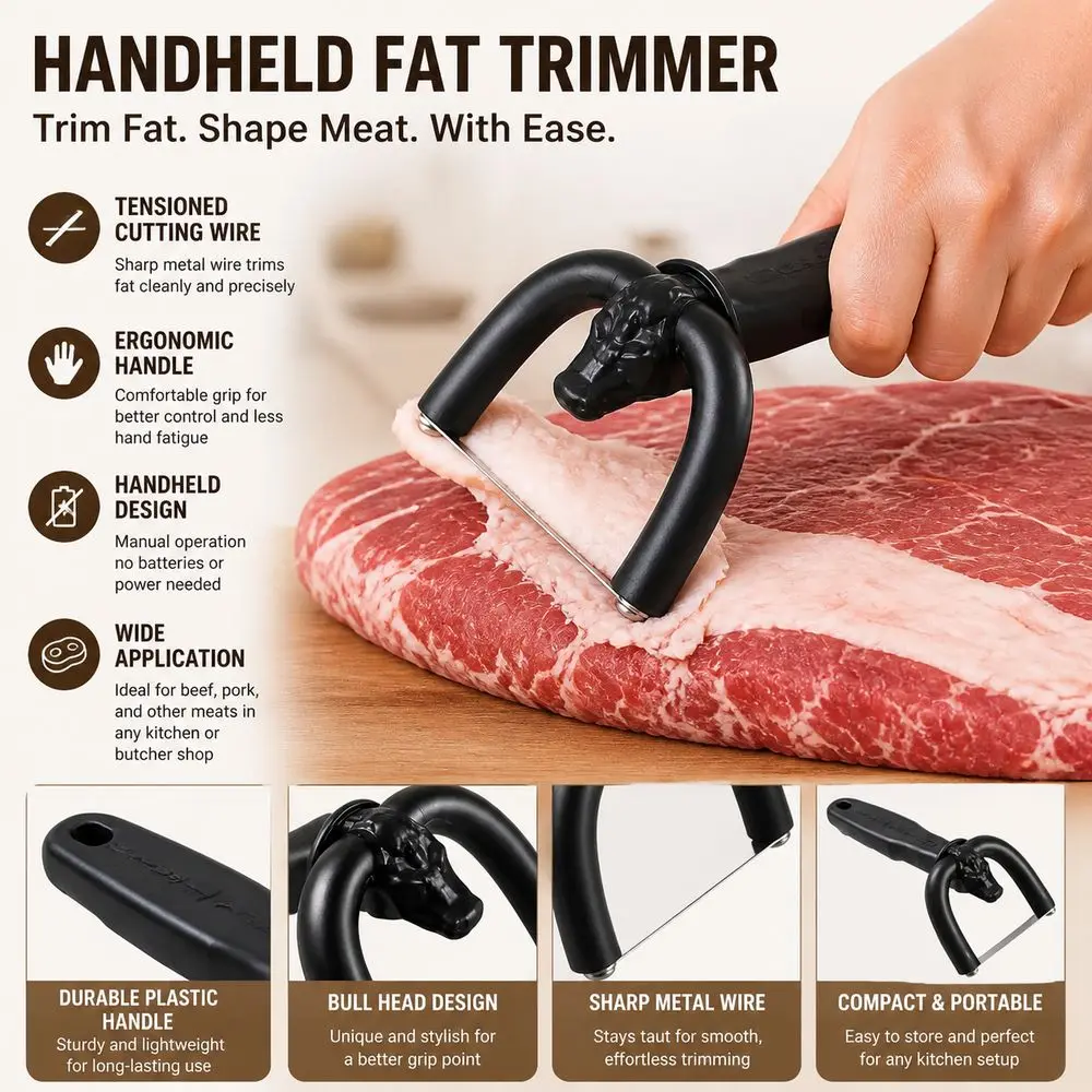 Gifts Handheld Fat Trimmer Metal Cutting Wire Ergonomic Grip Meat Fat Trimmer Tensioned Meat Fat Remover For Beef And Pork