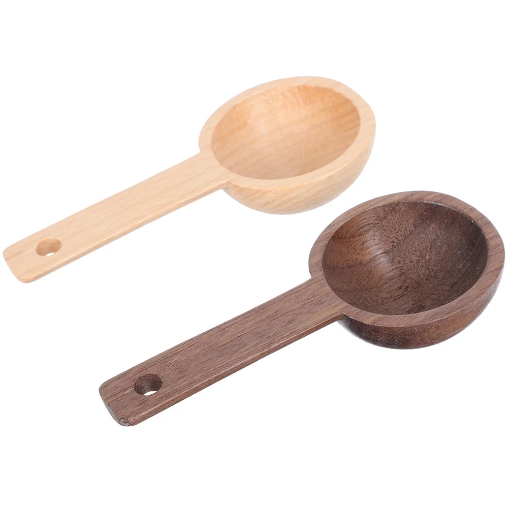 

2Pcs Wooden Coffee Powder Spoon Exquisite Design Portable Easy to Hold Multi- Kitchen Use Coffee Scoop