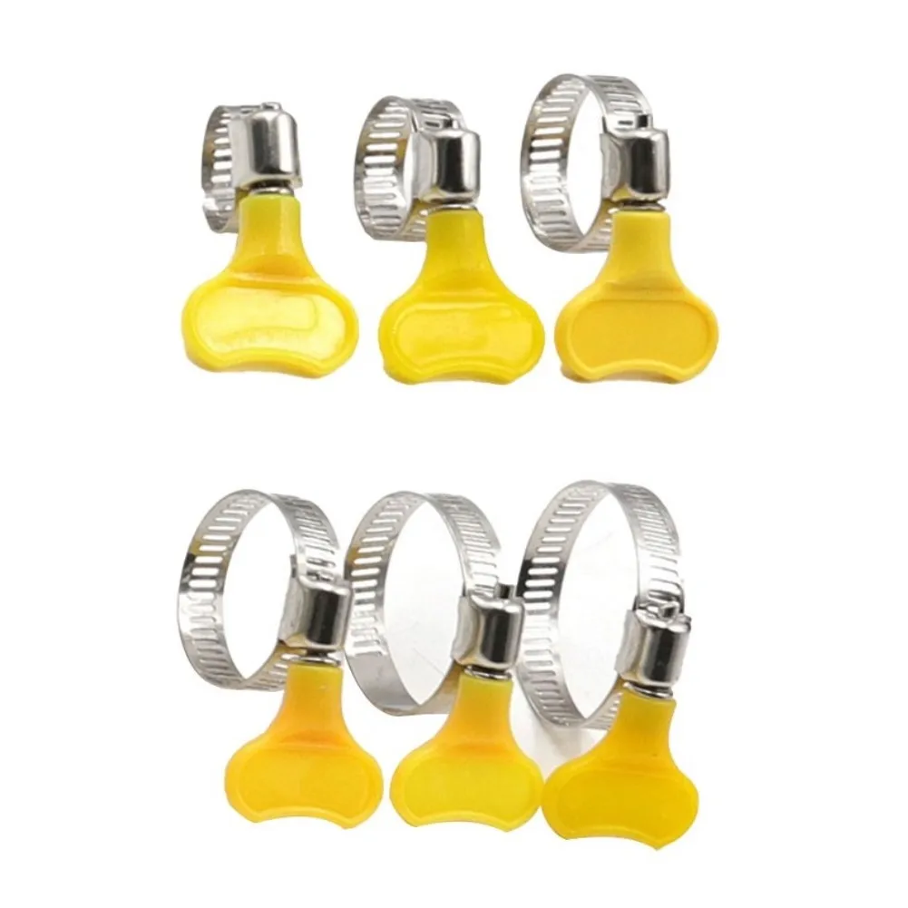 10PCS 10-38mm Adjustable Yellow Plastic Handle Hand Wriggle Hose Clamp Pipe Clip For Connecting Air Hoses