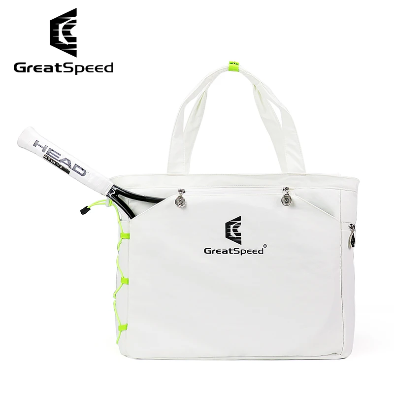 2026 GreatSpeed Unisex Tennis Racquet Tote Bag White Portable Badminton Squash Tennis Bag Professional Tennis Sport Shoulder Bag