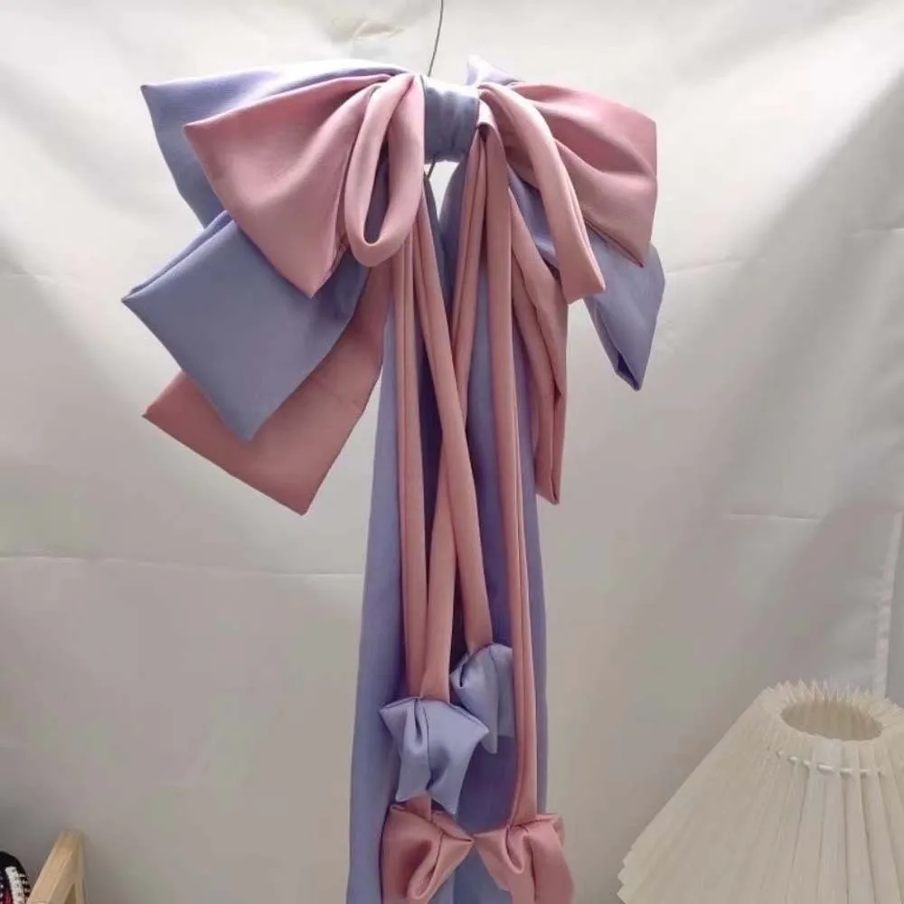 

Alloy Oversized Bow Hair Clip Contrast Color 4-layer Satin Ribbon Headdress Barrette Versatile Christmas Hair Accessory Daily