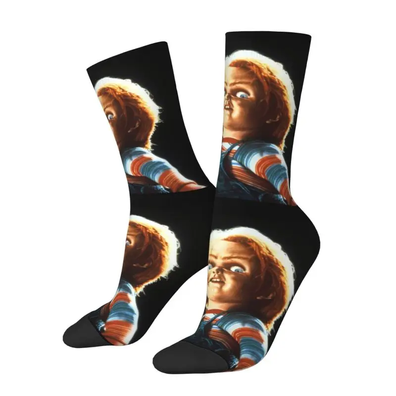 Novelty Men's Horror Devil Doll Chucky Dress Socks Unisex Warm Breathbale 3D Printed Child's Play Movie Crew Socks