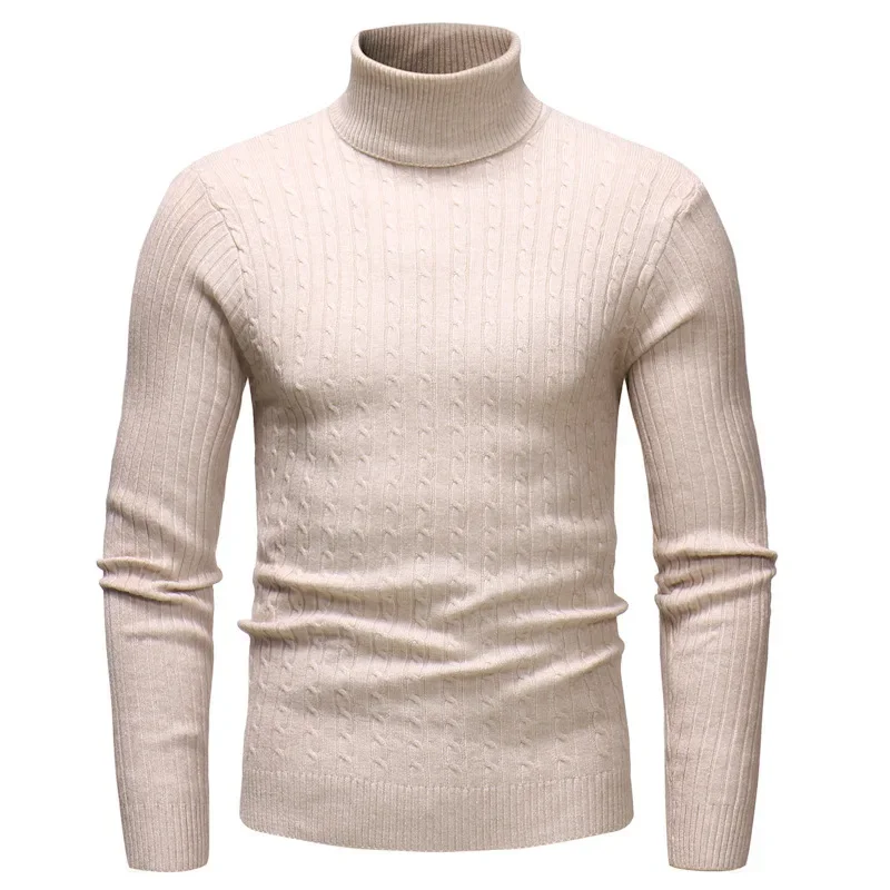 Autumn Winter Men\'s Turtleneck Sweater Men\'s Knitting Pullovers Rollneck Knitted Sweater Warm Men Jumper Slim Fit Casual Sweater