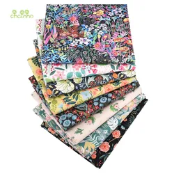 Chainho,Printed Twill Weave Cotton Fabric,Patchwork Cloth,DIY Quilting Sewing Material,Home Textiles ,Black Floral Series,CC041