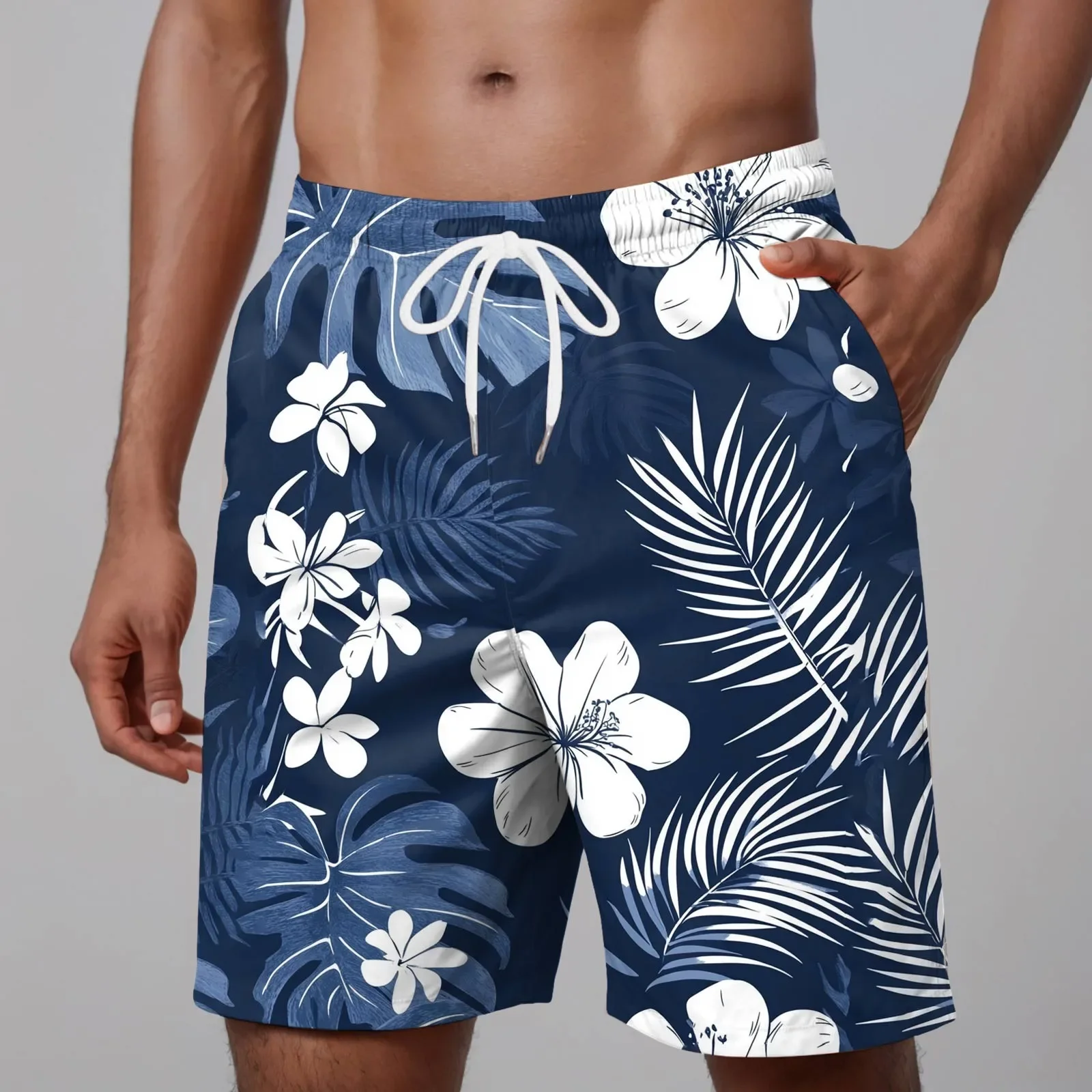 

Summer 3D Print Leaf Graphic Beach Short Outdoor Seaside Travel Casual Short-Pants Loose Quick Dry Swimming Surfing Board Shorts