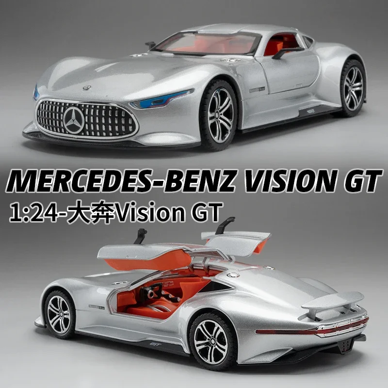 Simulação Benz AMG Vision GT Alloy Car Model, 1:24, Diecast Metal, Veículo de brinquedo, Presente de aniversário, Coleção, Decoração, Miniatura