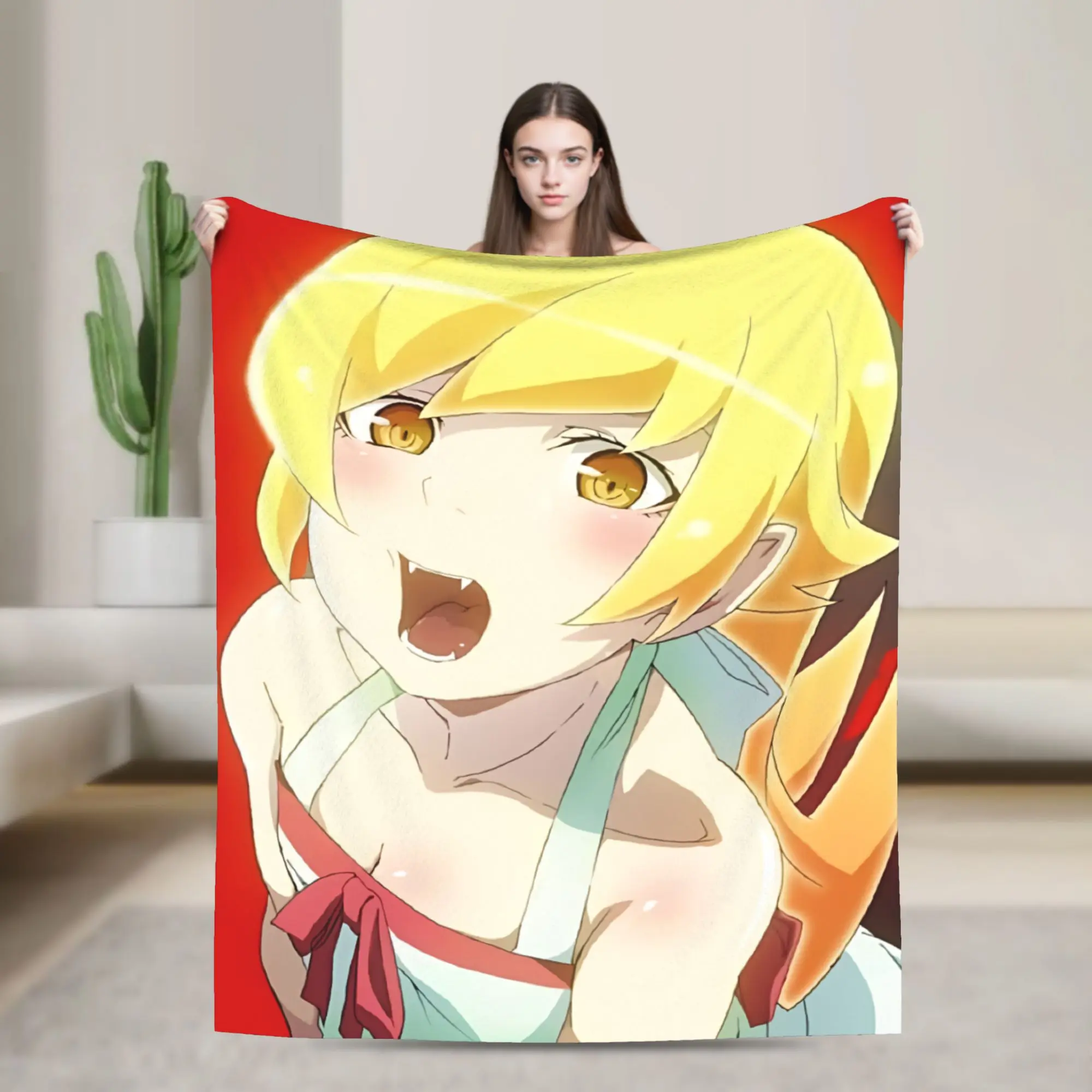 Relax Shinobu Oshino Blanket Stuff Room Decorative  Blanket Throw Lightweight Coral Fleece Plush for Office