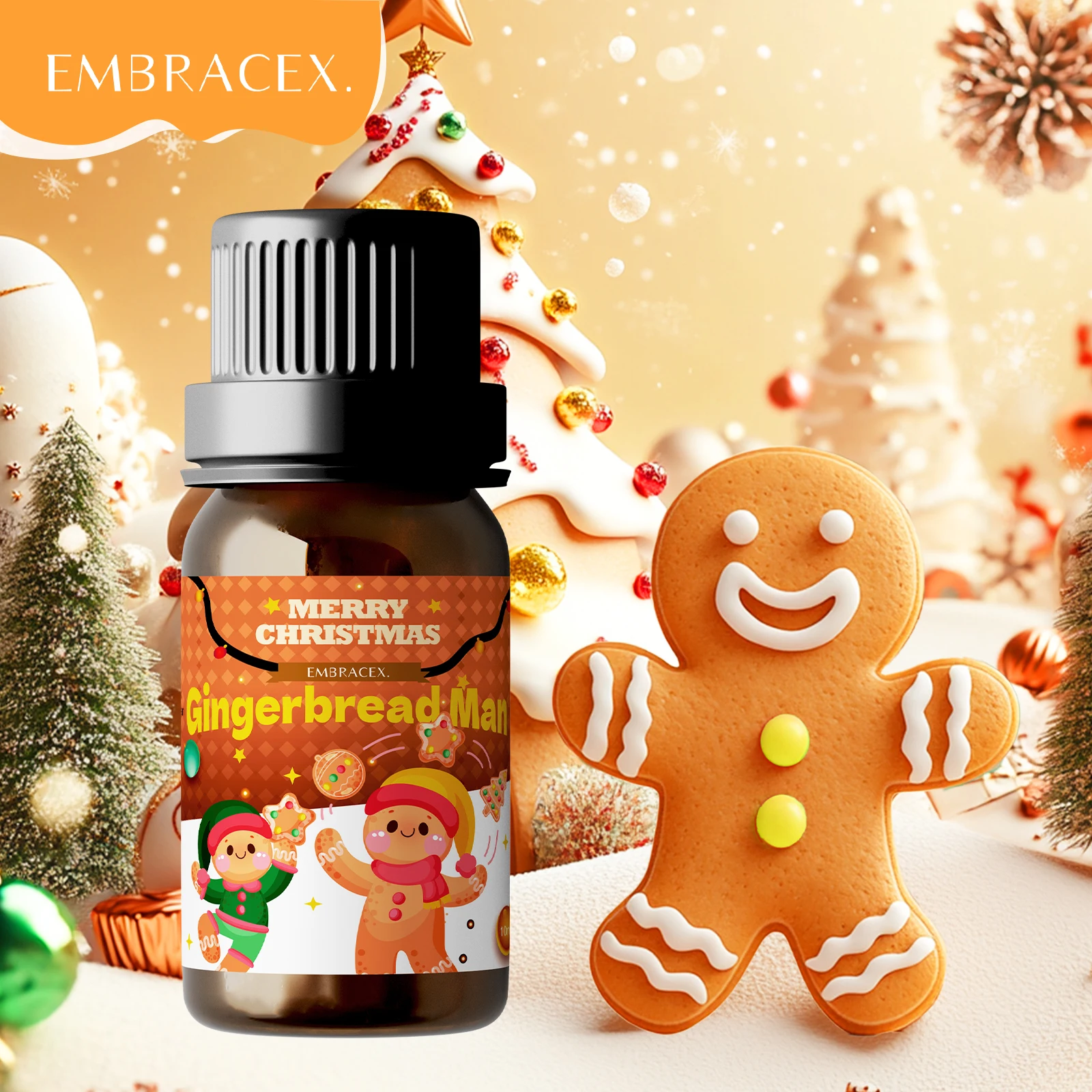 10 ml Lebkuchenmann-Aromatherapie mit ätherischen Ölen für Urlaubsatmosphäre, Diffusor, Massage, Weihnachtskerze, perfektes Weihnachtsgeschenk
