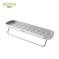 ECOCO Bathroom Shelf Storage Rack Holder Wall Mounted Shampoo Spices Shower Organizer Kitchen Accessories with Towel Bar Racks