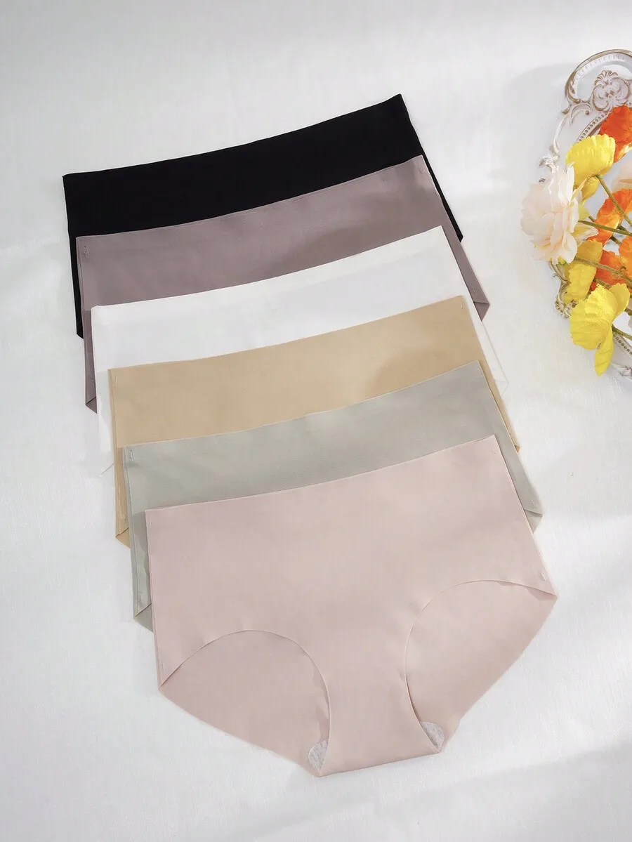 

6 Pcs Women Seamless Comfortable Reinforced Waistband Breathable Thin Panties Sports Style