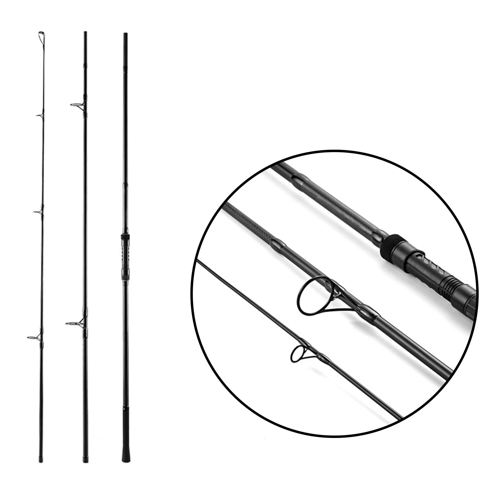 صنارة صيد كبيرة الحلقات الطويلة 3 أقسام صنارة صيد سمك الشبوط خفيفة الوزن صنارة صيد خفيفة الوزن