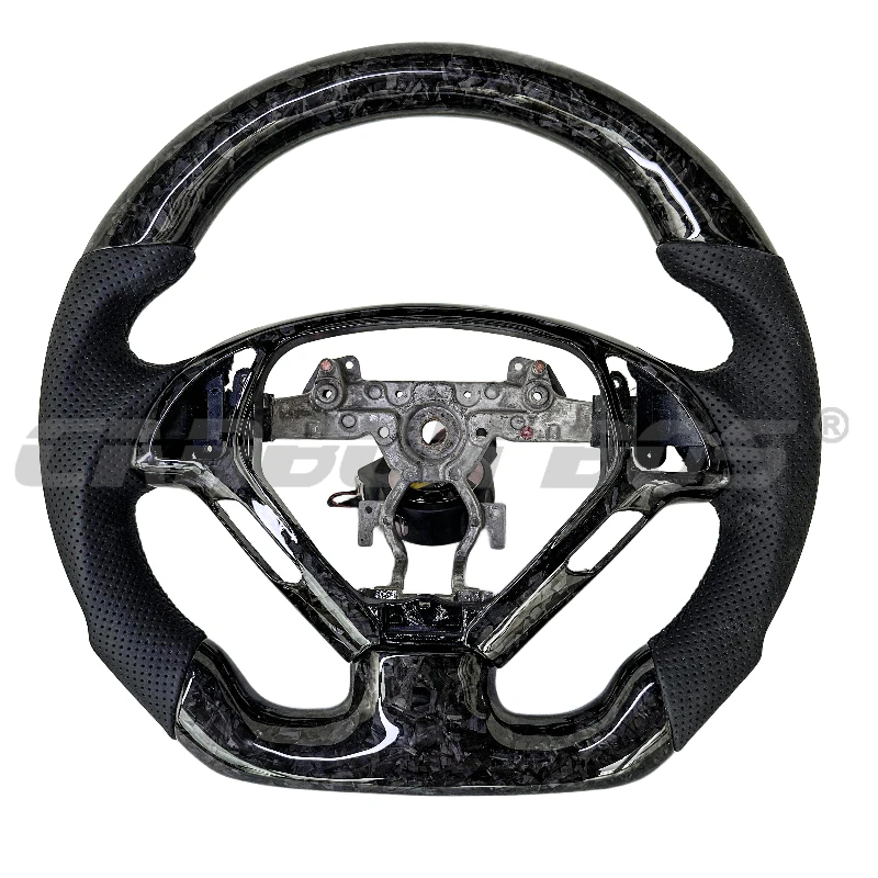 

Factory Direct Silver Forged Carbon Fiber Sports Customizable Steering Wheel With Black Leather For Infiniti G37