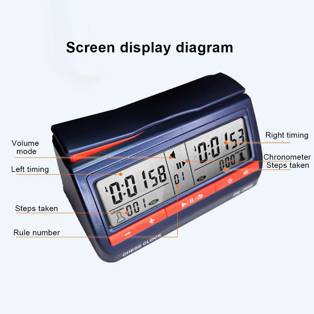 Schaken Digitale timer USB-opladen Count Up Down Timer Multifunctionele schaakklok Urenteller Stopwatch voor persoonlijk gebruik door het hele gezin