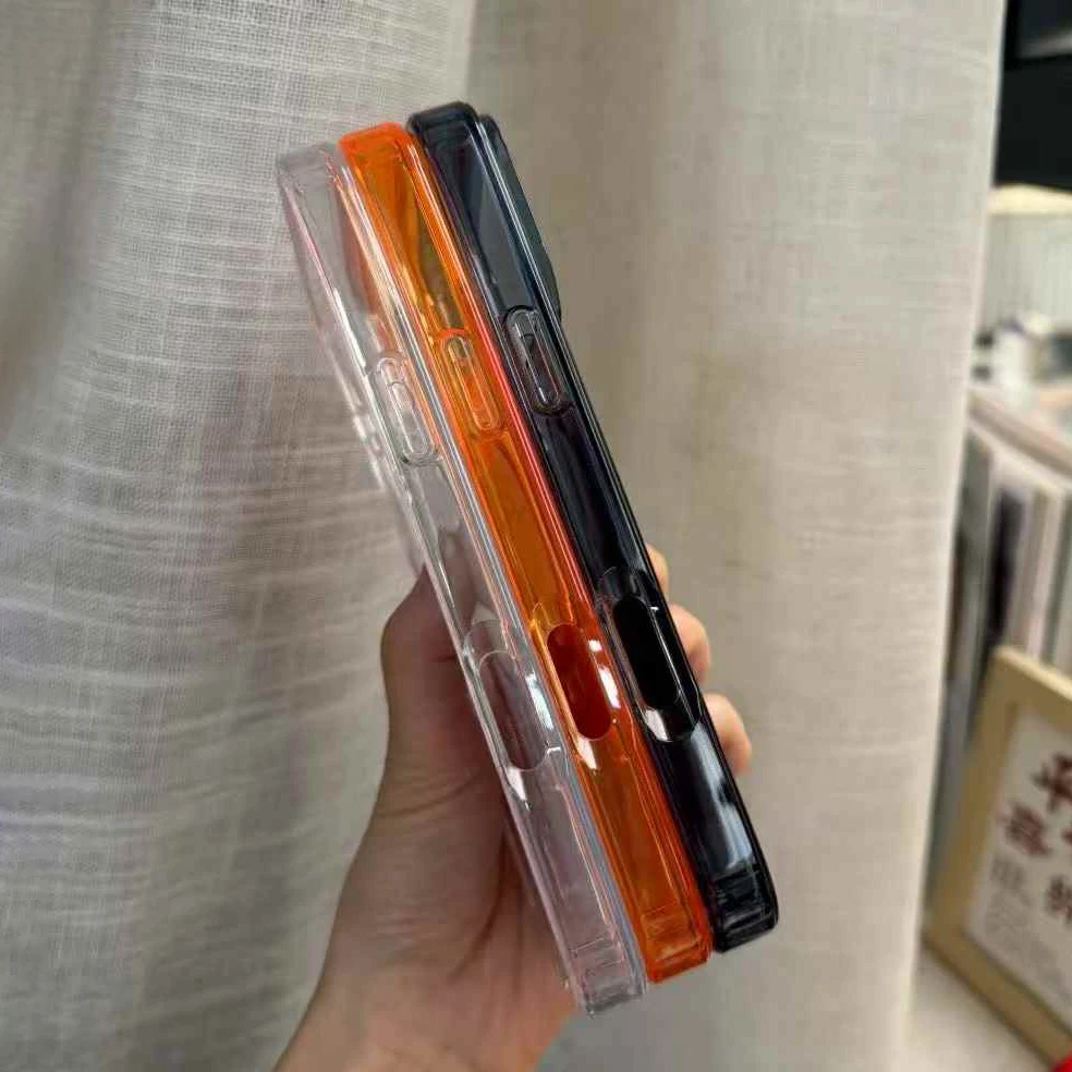 최신 오렌지 투명 맥세이프 폰 케이스 아이폰 17 프로 맥스 17프로 패션 남녀 무선 마그네틱 충전 PC 커버