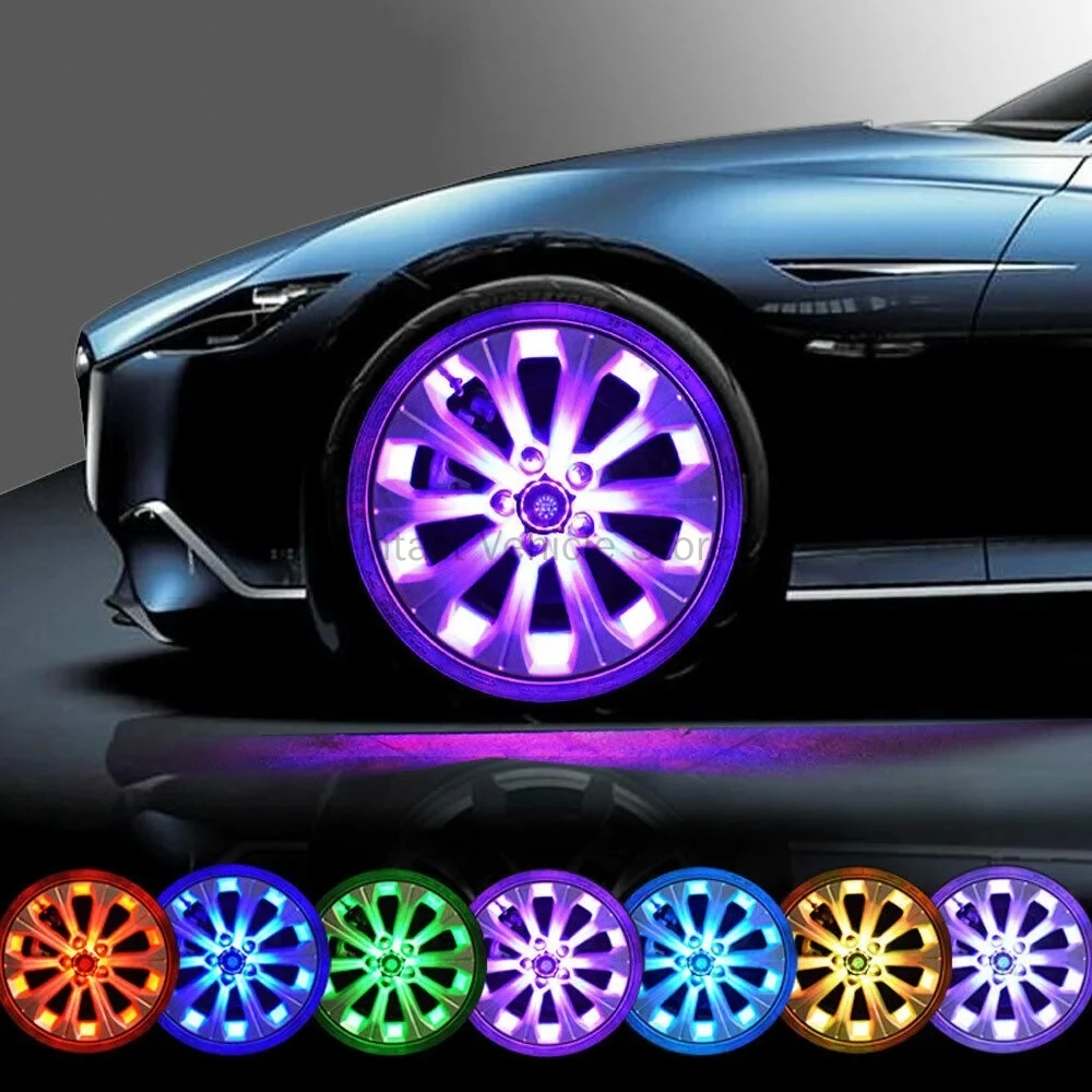 1/2/4pcs LED Light Solar Energy Flash Car Wheel light Hub bulb Tire Tyre Valve Cap Lamp Wheel Center Caps Wheels Tires Car Light