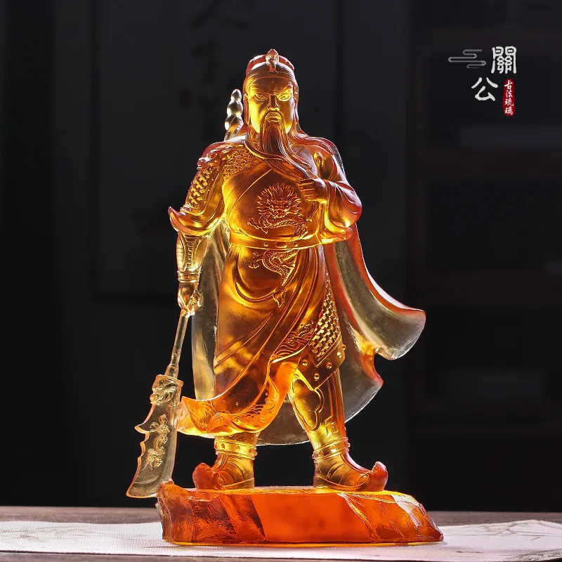 Coloured glaze GuanGong Decoration Guan Erye God of Wealth statue decorate Recruit Wealth Treasure Crafts Opening Ceremony