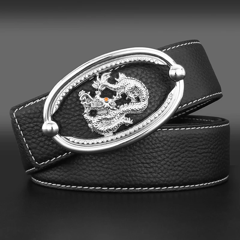 

High Quality Men Belts Leather Designers Trousers Full Grain Leather Belt Chinese Dragon Fancy Vintage Jeans Cintos Masculinos