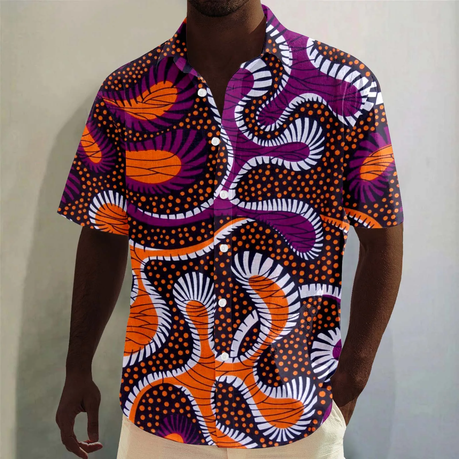 Non Ironing And Wrinkle Resistant Business Top Men'S Short Sleeve African Dashiki Traditional Style Shirt Summer Hawaii Camisas