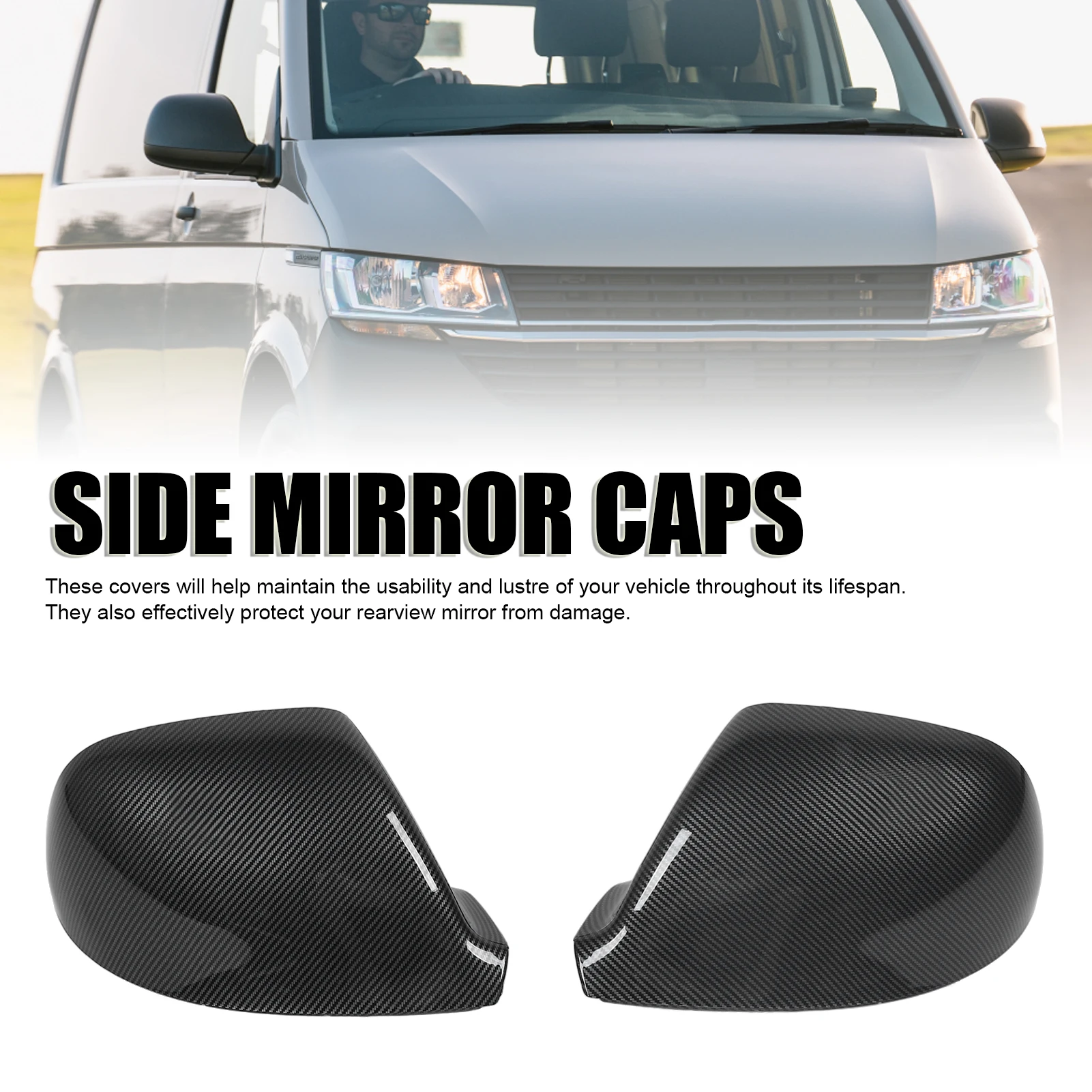 1 Pair Car Door Rear View Mirror Cover 7E1857527F Scratch Resistant Rearview Mirror Housing Caps For Transporter T5.1 T6 Carbon