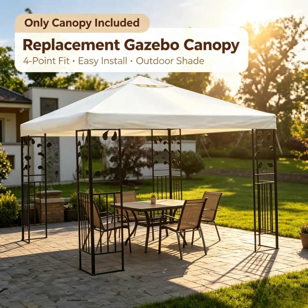 3x3m Double Layer Gazebo Replacement Roof Waterproof Canopy Cover Wear Resistant Shelter Top For Outdoor Garden Pavilion