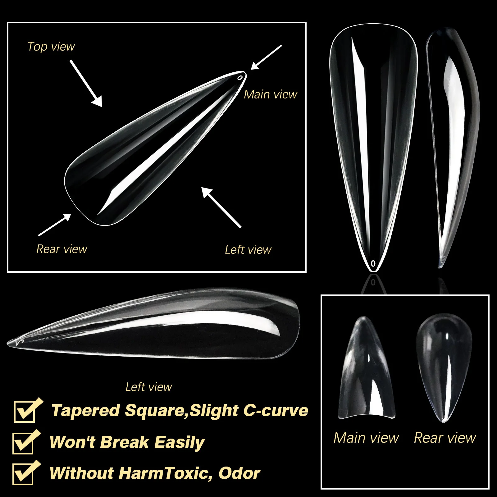 Unghie finte trasparenti per nail art Bara scimmia con scatola Punte professionali invisibili per unghie Strumenti Beau per la cura delle unghie fai-da-te