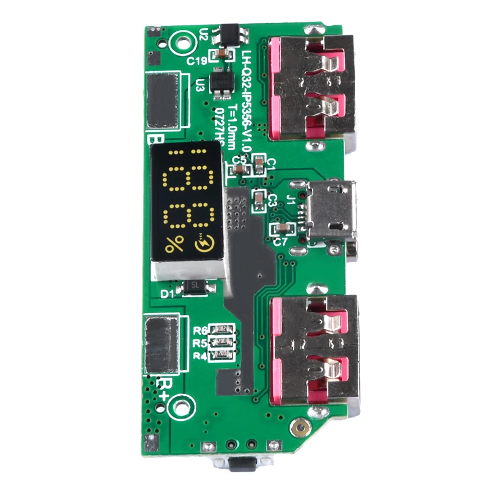 5V3A Lithium Battery Digital Display Fast Charging Module IP5356 Supports TYPE-C Micro USB QC3.0 2.0/PD3.0 PD2.0/AFC/FCP