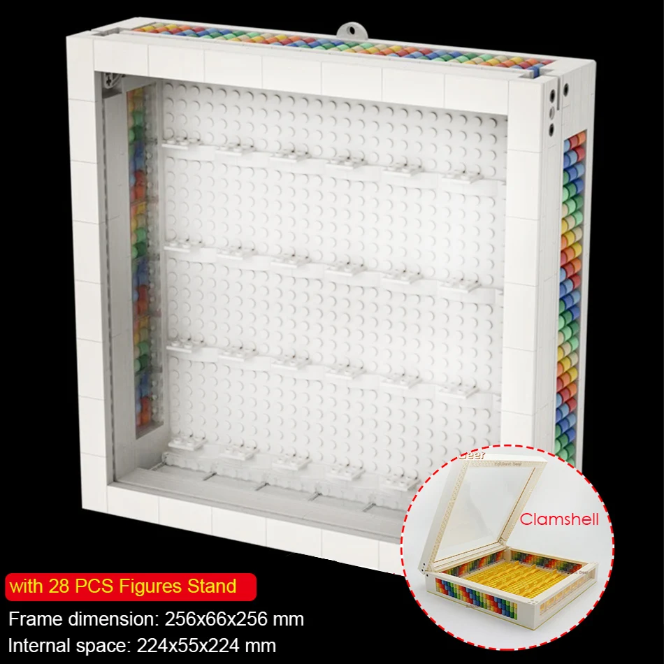 MOC Clamshell Wandmontage Stad Figuren Display Collectie Opbergdoos Stofdicht Plexiglas Board Bouwstenen met Stands