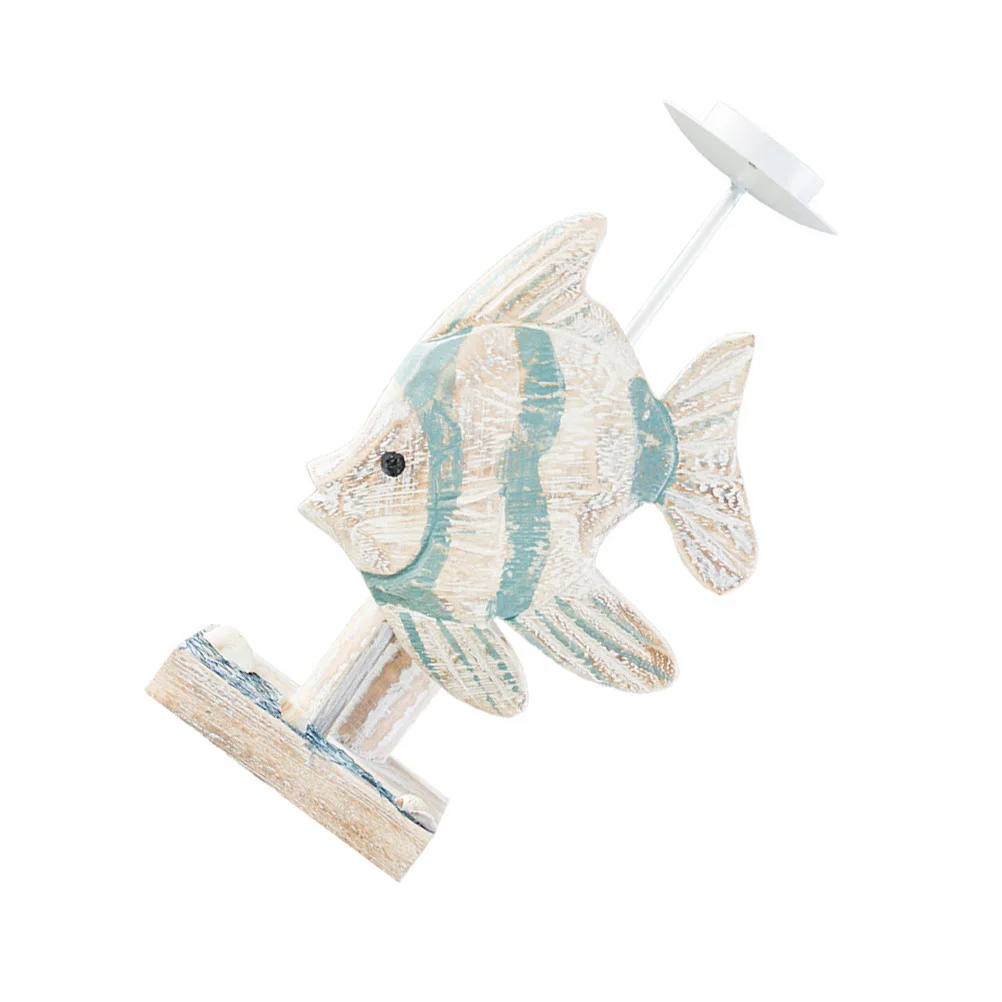 

1pc Sea Star Holder Wooden Wooden Candlestick Stand Mediterranean Style Decorative Home Party Bar Desktop Adornment